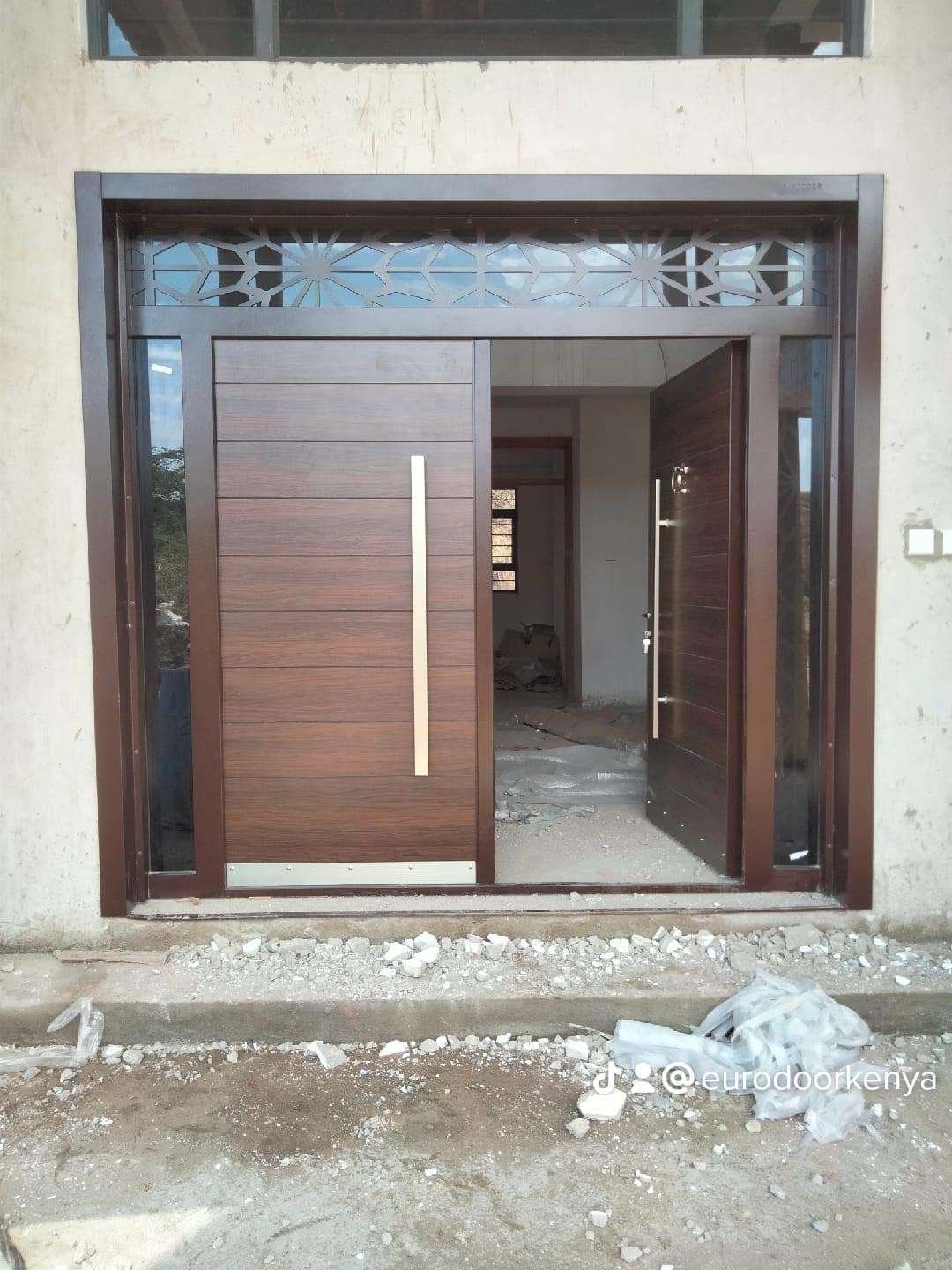 steel door with wood design