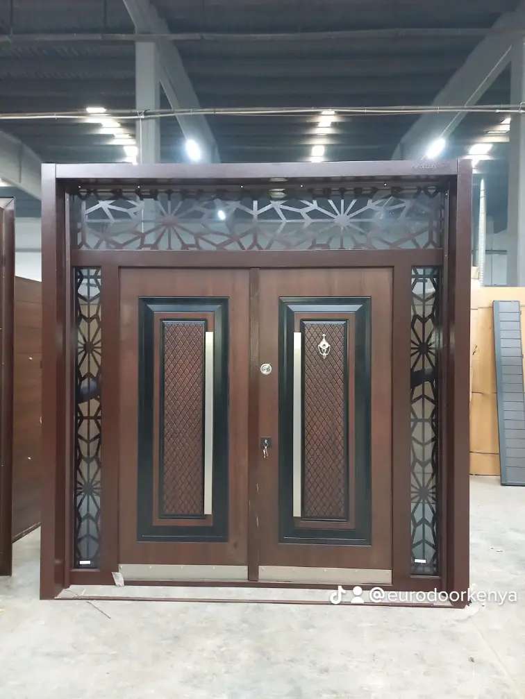 5 feet wide multi -locking door with side glass on one side and the other side full solid