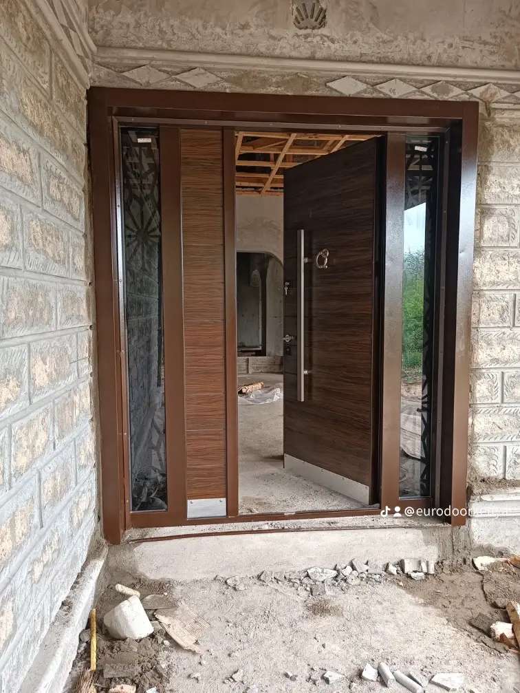 5 feet wide multi -locking door with side glass on one side and the other side full solid