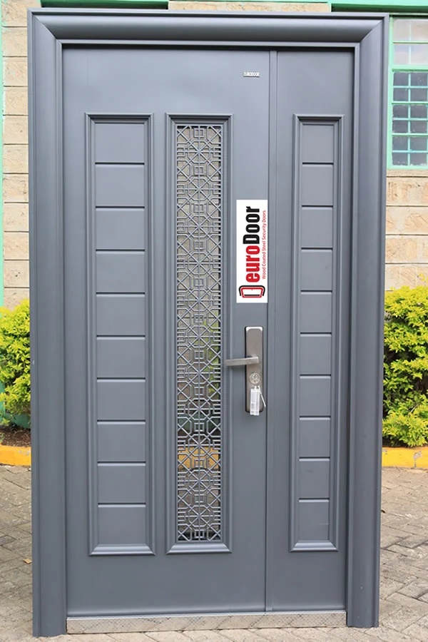 Luxury Grey EuroDoor Steel Security Door with Mosquito Mesh and Powerful Grill (1200mm wide by 2200mm high)